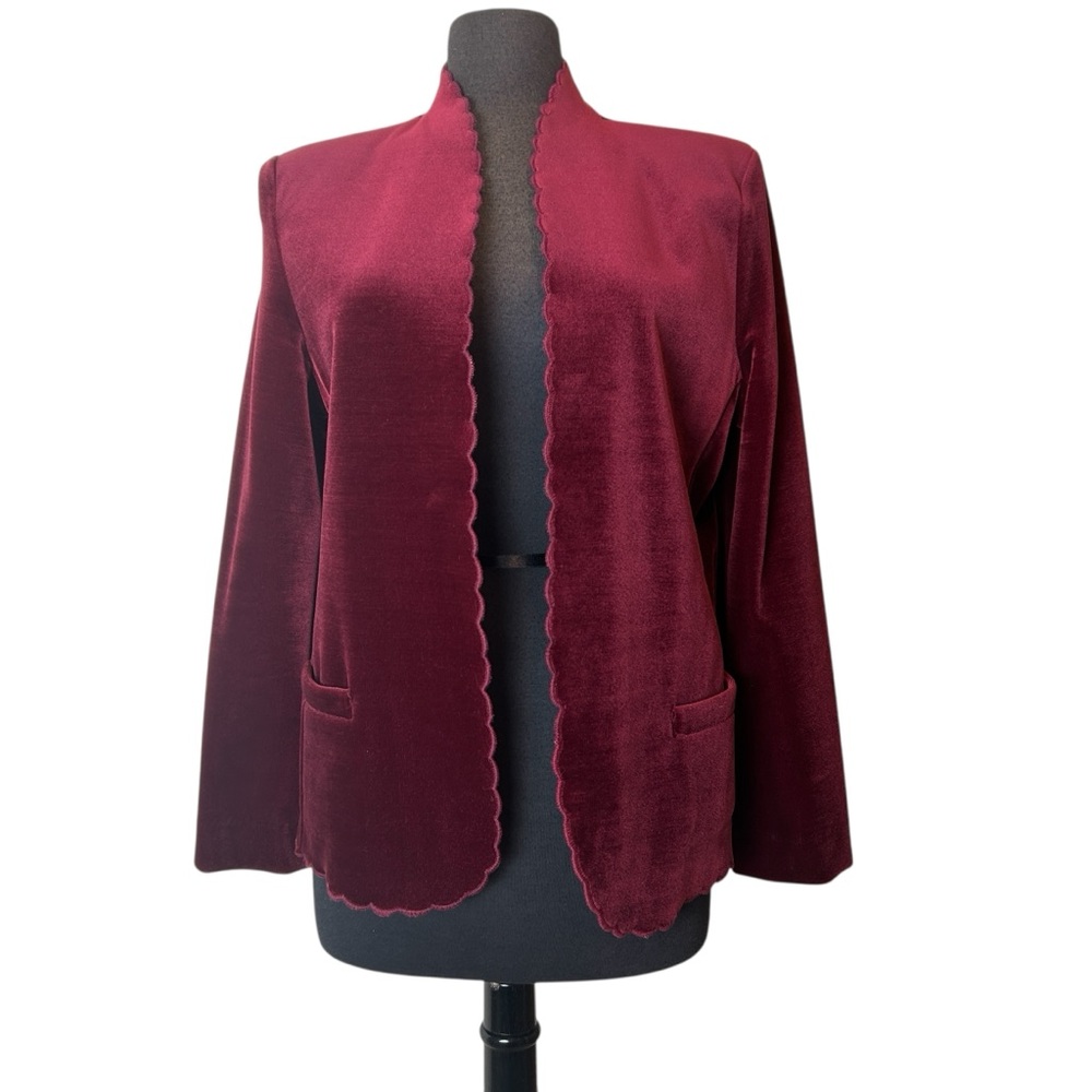 MINT Vintage Act III Off‑Red Faux Velvet Open Jacket Union Made New York Size M